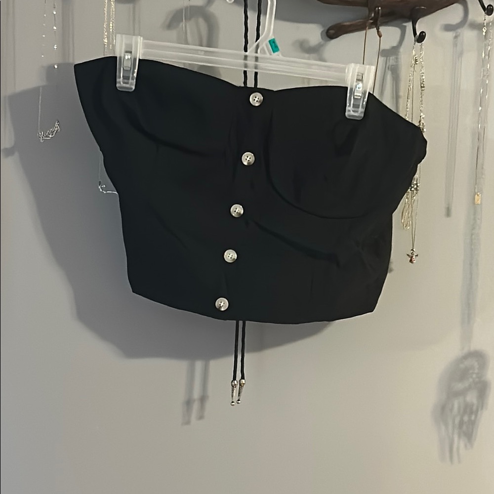 Elegant Black Strapless Women's Top